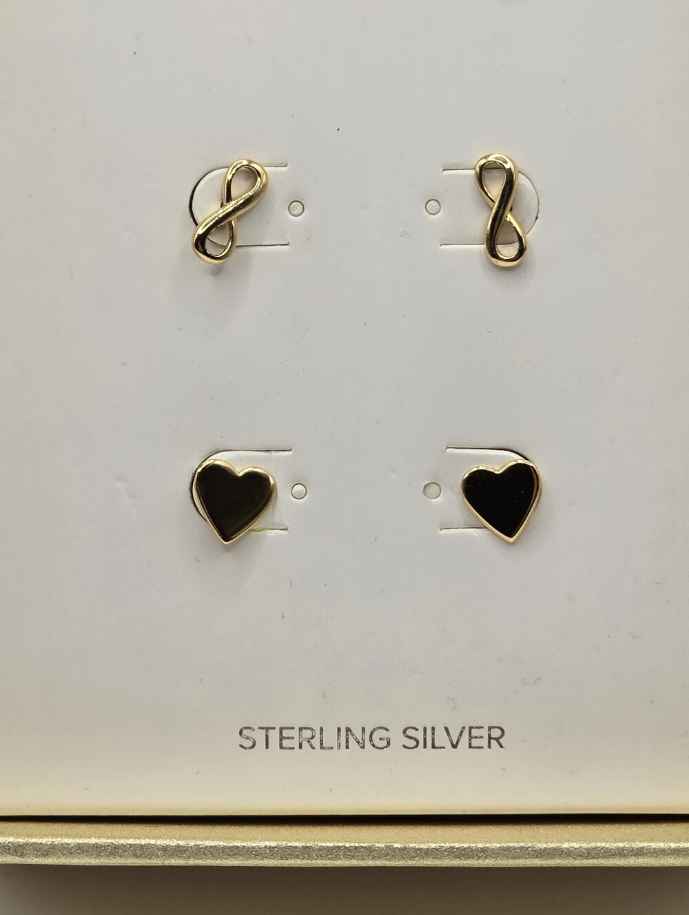 Sterling Forever Sterling Silver Gold Tone Heart and Infinity Earrings Set of 2